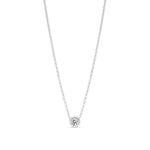 18ct White Gold Natural Diamond Rubover Solitaire Pendant