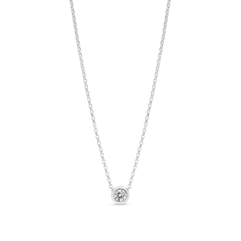 18ct White Gold Natural Diamond Rubover Solitaire Pendant