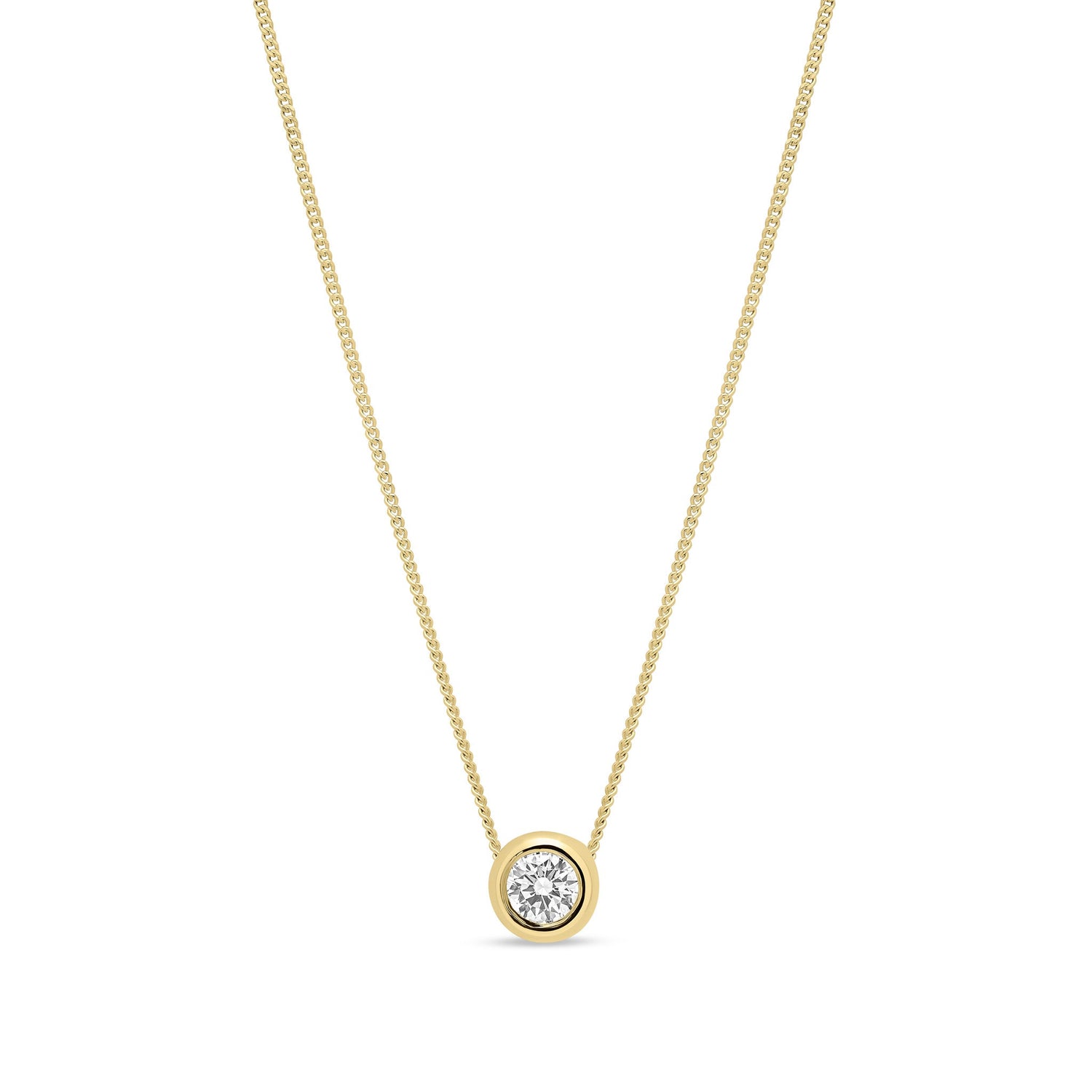 18ct Yellow Gold Natural Diamond Rubover Solitaire Pendant
