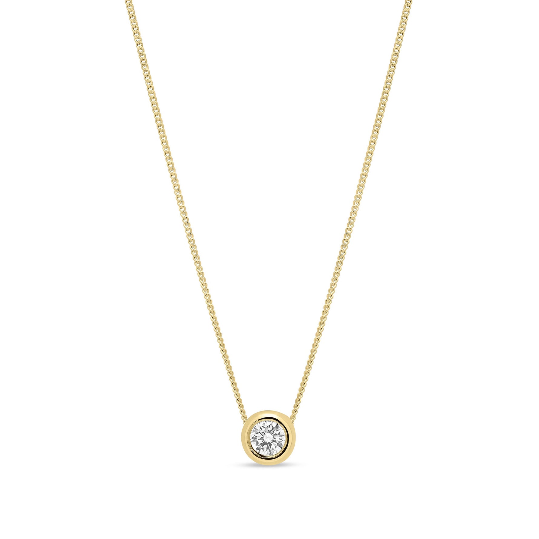 18ct Yellow Gold Natural Diamond Rubover Solitaire Pendant