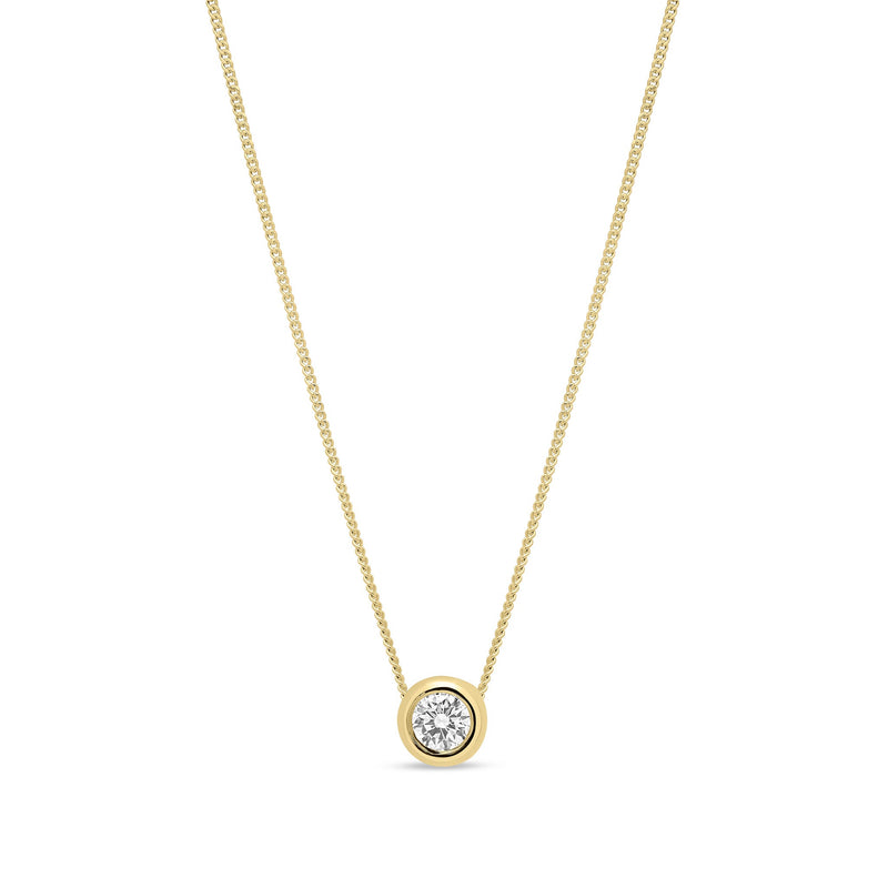 18ct Yellow Gold Natural Diamond Rubover Solitaire Pendant