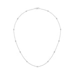 9ct White Gold 0.50ct Natural Diamond Rubover Station Necklace — 18"/45cm