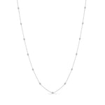 9ct White Gold 0.50ct Natural Diamond Rubover Station Necklace — 18"/45cm