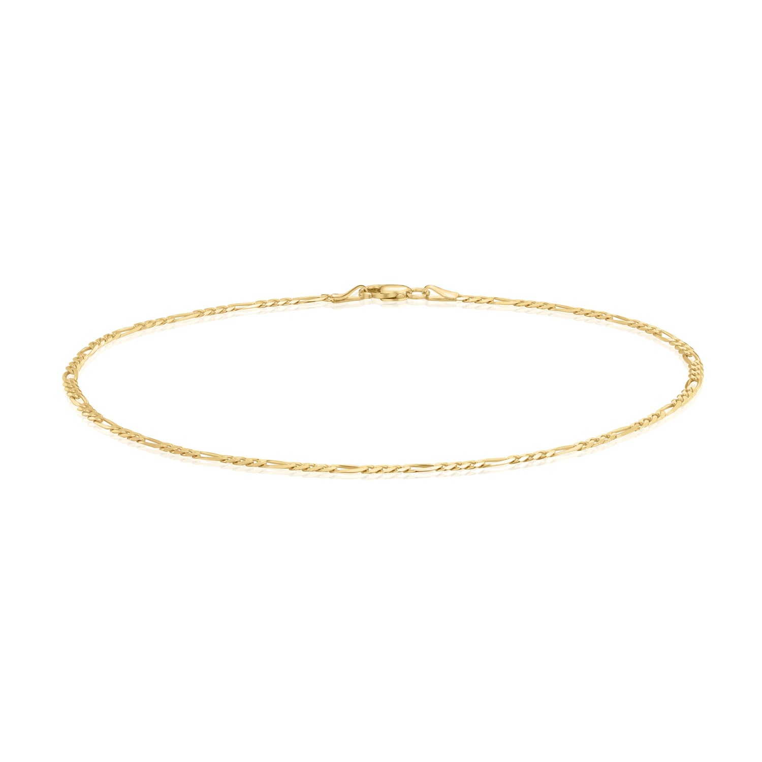 9ct Yellow Gold 2.2mm Figaro Link Anklet