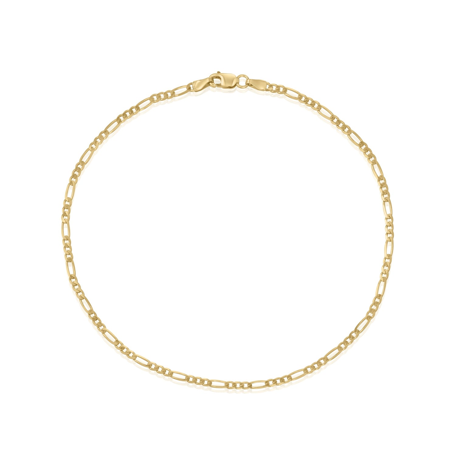 9ct Yellow Gold 2.2mm Figaro Link Anklet