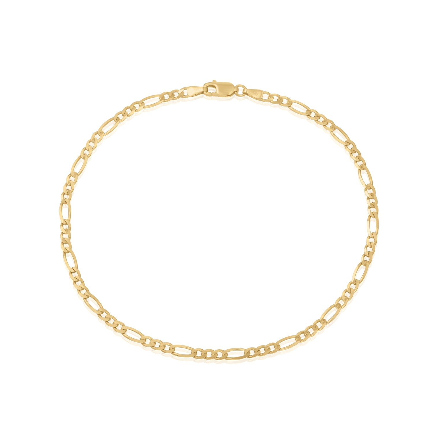 9ct Yellow Gold 3.1mm Figaro Link Anklet