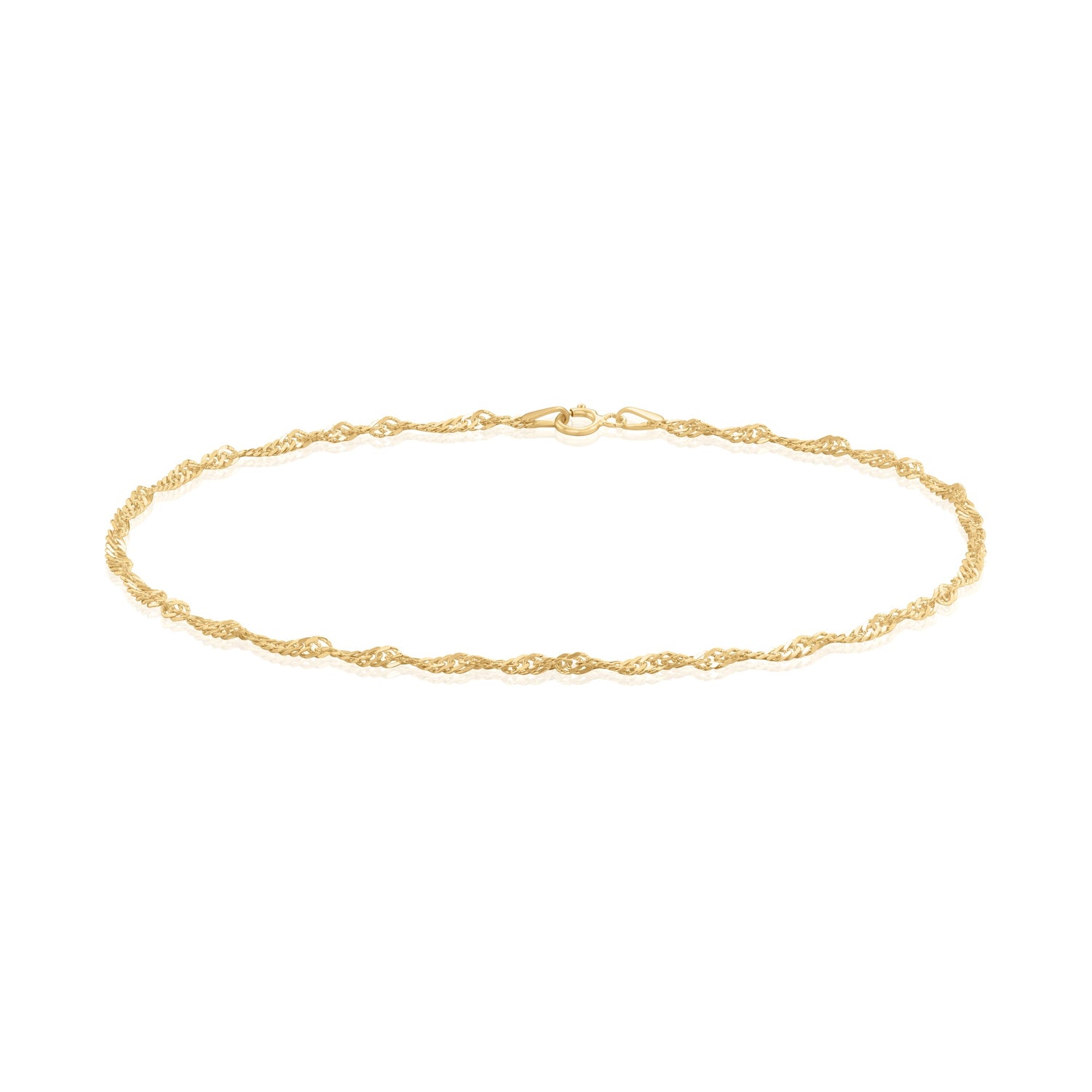 9ct Yellow Gold 2.2mm Singapore Chain Anklet