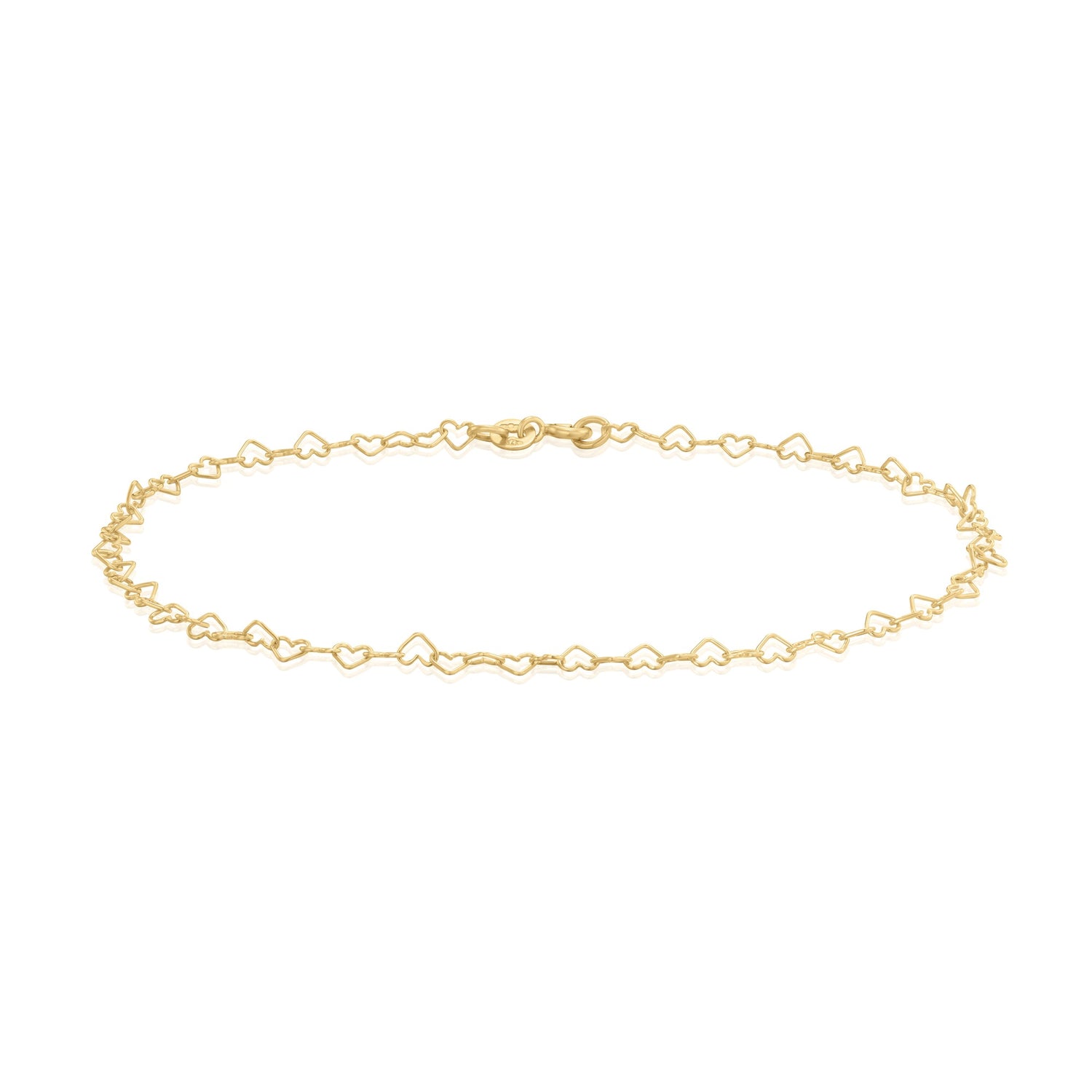9ct Yellow Gold 3.5mm Open Heart Link Anklet