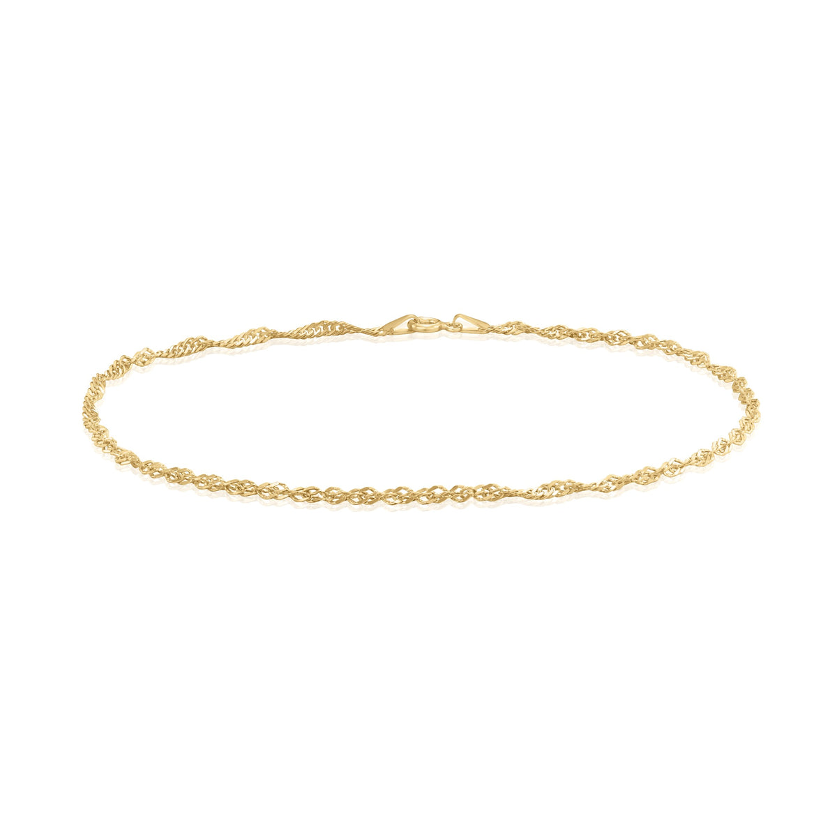 9ct Yellow Gold 2.3mm Singapore Chain Anklet