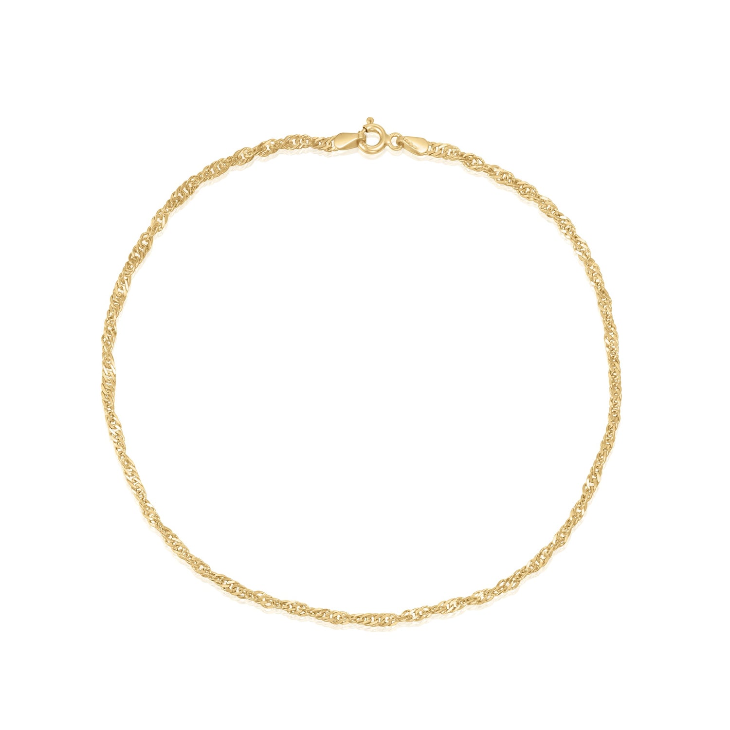 9ct Yellow Gold 2.3mm Singapore Chain Anklet