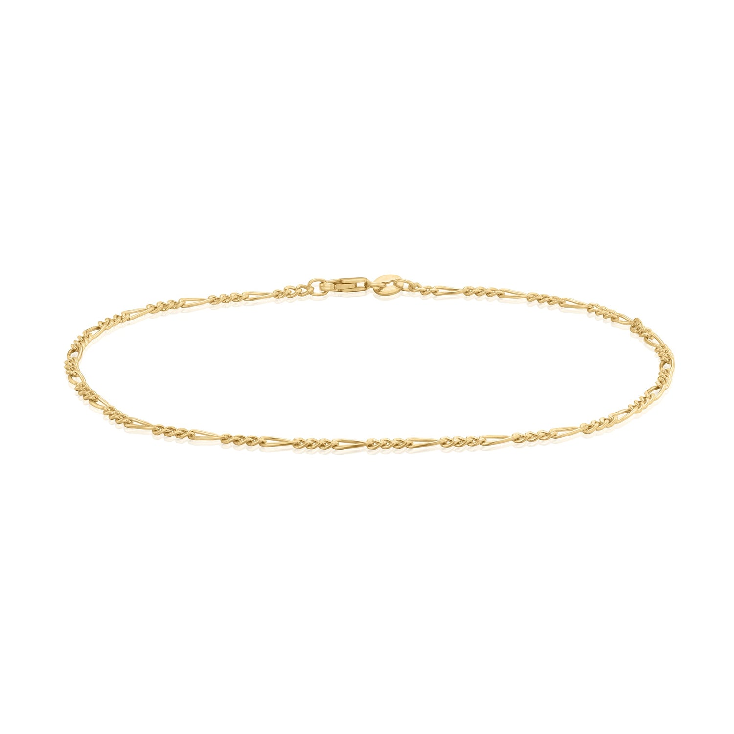 9ct Yellow Gold 2.4mm Figaro Link Anklet