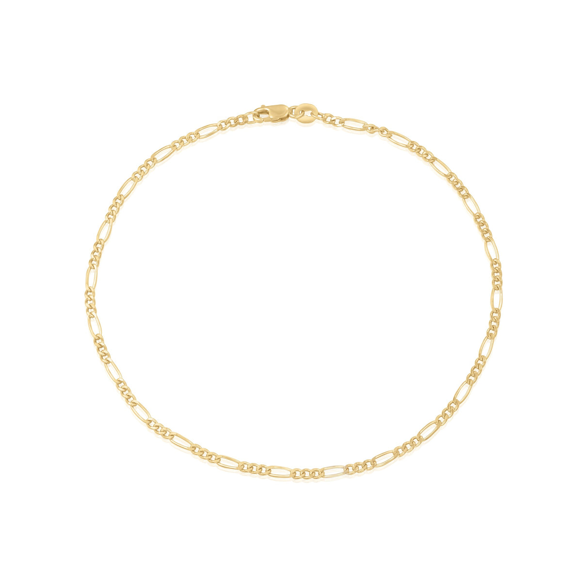9ct Yellow Gold 2.4mm Figaro Link Anklet