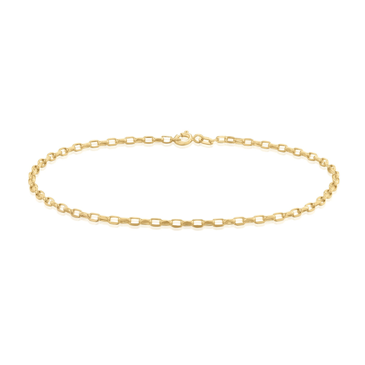 9ct Yellow Gold 2.6mm Diamond Cut Belcher Anklet