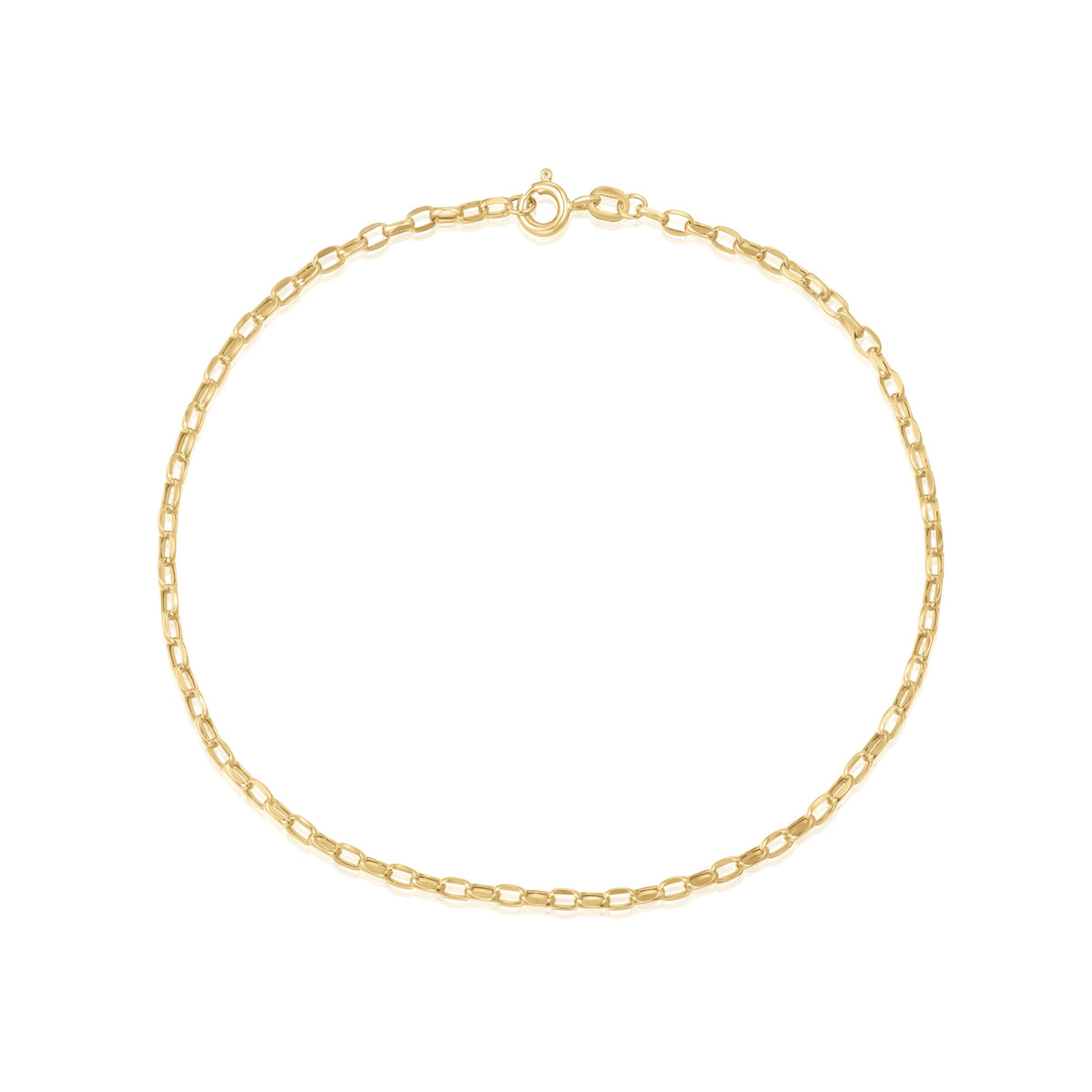 9ct Yellow Gold 2.6mm Diamond Cut Belcher Anklet