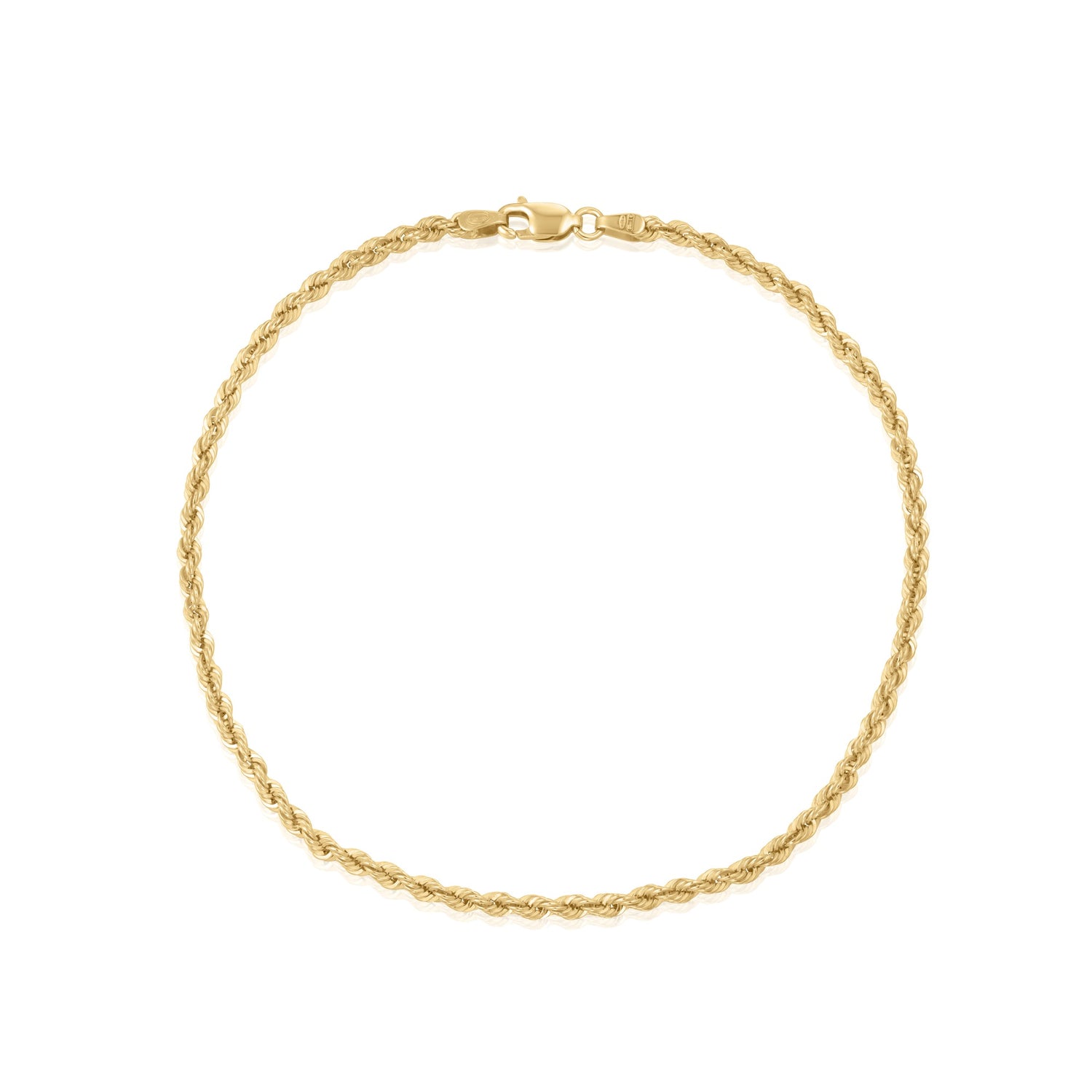 9ct Yellow Gold 2.7mm Rope Chain Anklet
