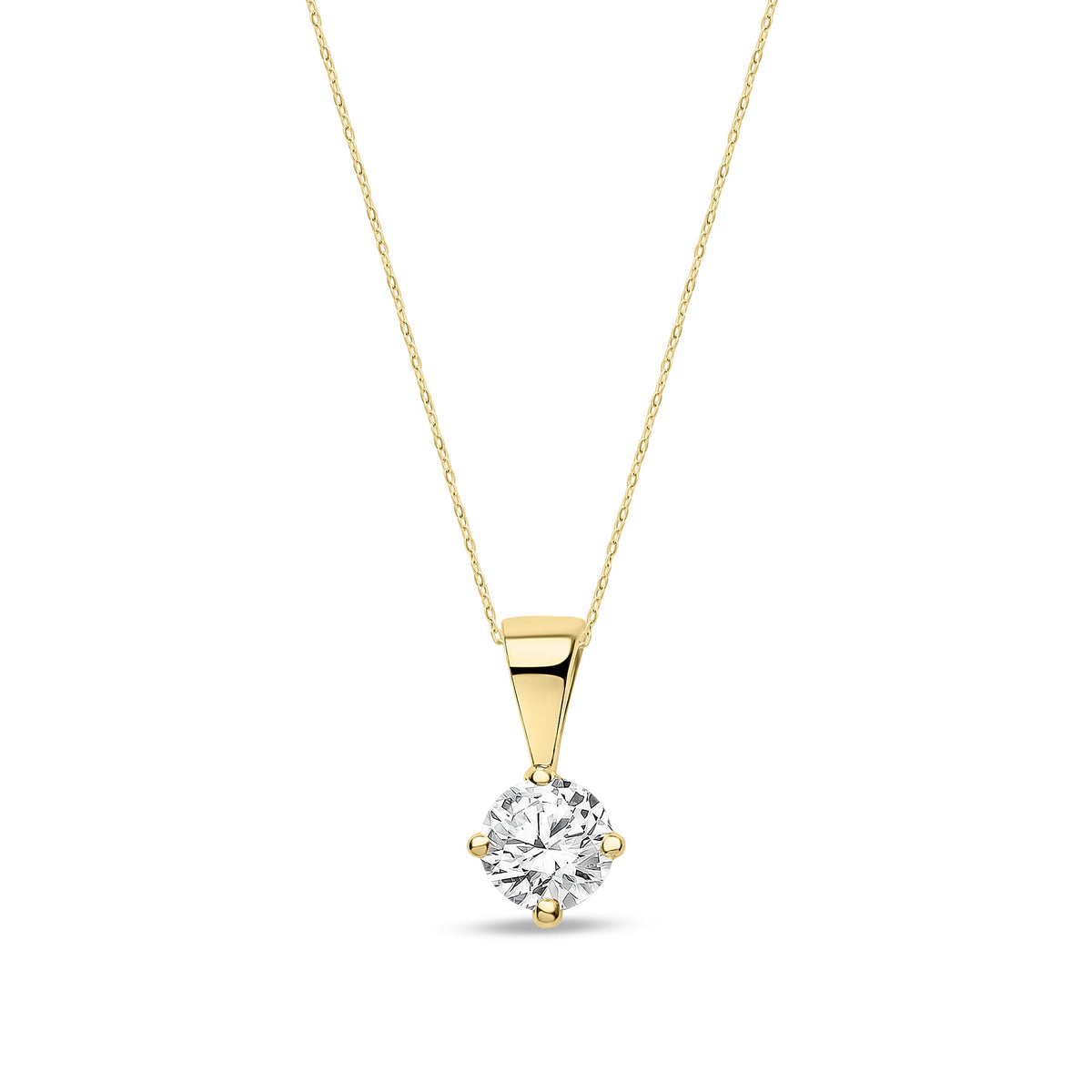18ct Yellow Gold Natural Diamond Claw Set Round Solitaire Pendant — 0.15ct