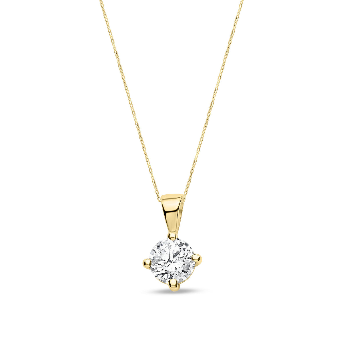 18ct Yellow Gold Natural Diamond Claw Set Round Solitaire Pendant — 0.25ct