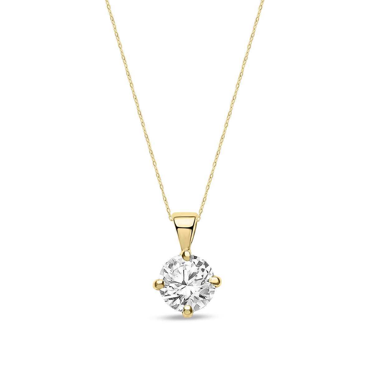 18ct Yellow Gold Natural Diamond Claw Set Round Solitaire Pendant — 0.50ct