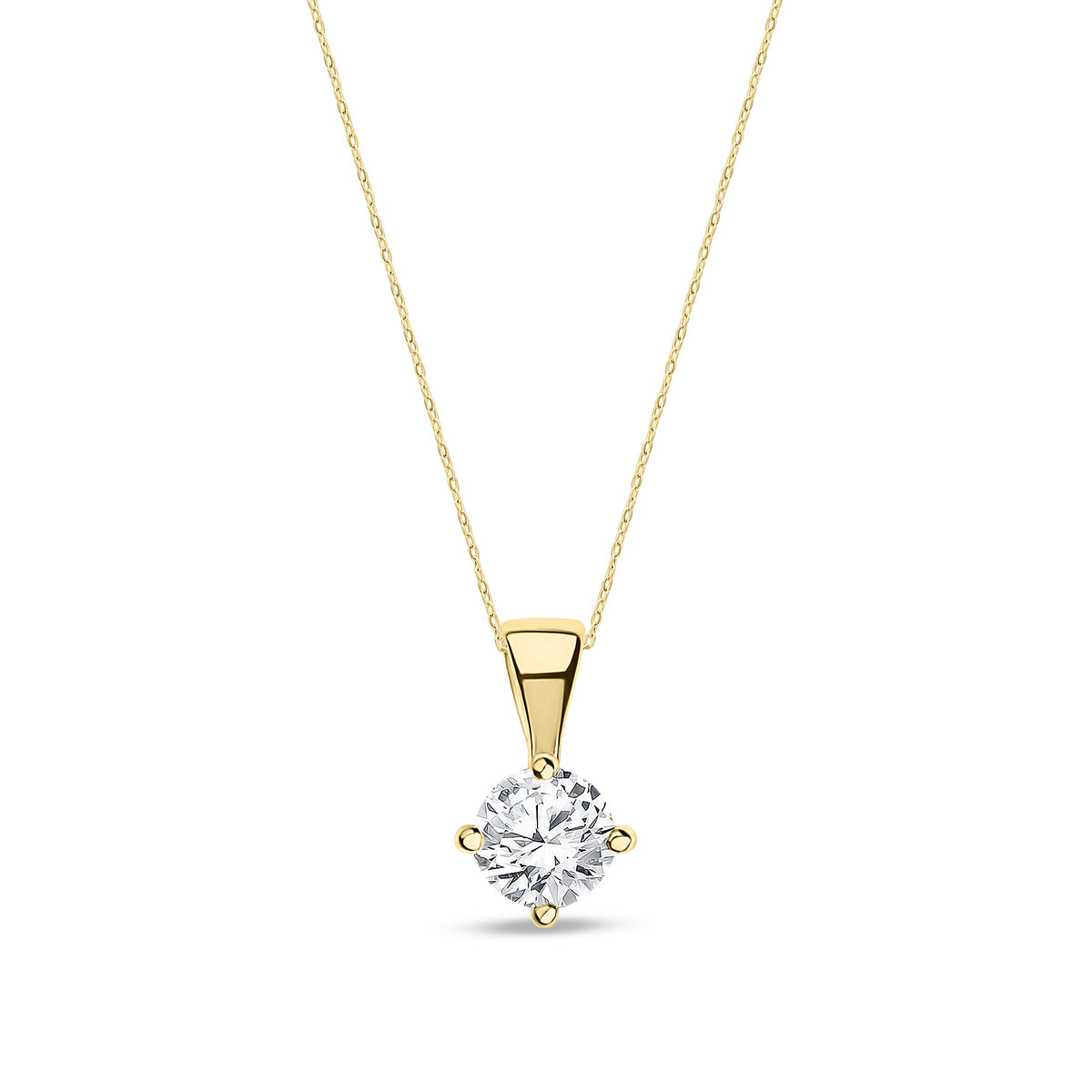 18ct Yellow Gold Natural Diamond Claw Set Round Solitaire Pendant — 0.70ct