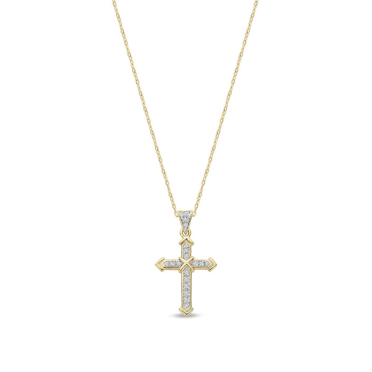9ct Yellow Gold Natural Diamond Cross Pendant — 0.18ct