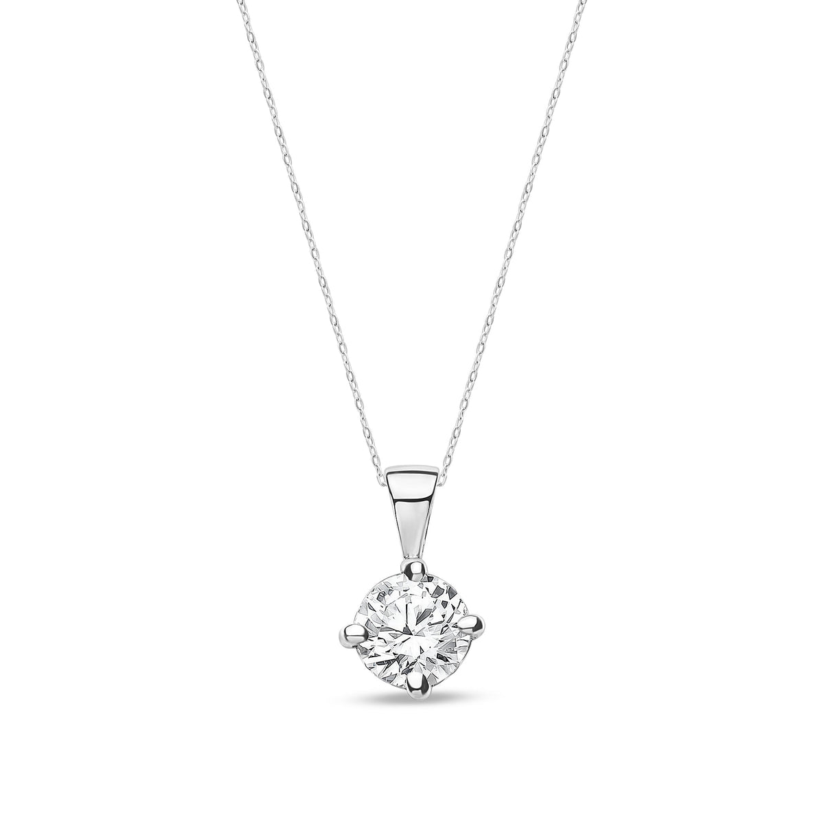 18ct White Gold Natural Diamond Claw Set Round Solitaire Pendant — 0.25ct