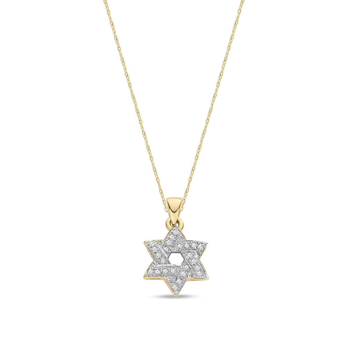 9ct Yellow Gold Natural Diamond Star of David Pendant