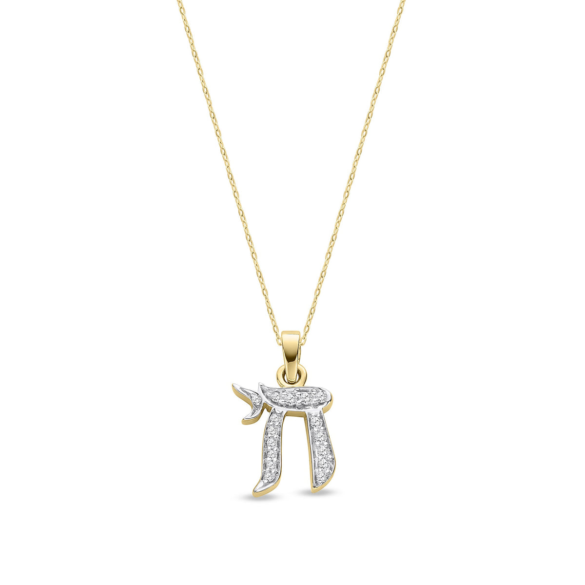 9ct Yellow Gold Natural Diamond Chai Life Pendant