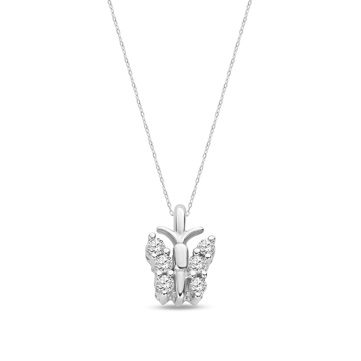 9ct White Gold Natural Diamond Butterfly Pendant