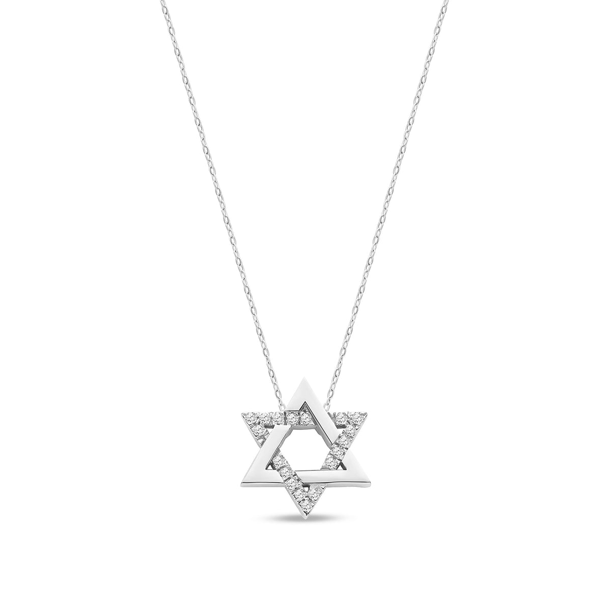 9ct White Gold Natural Diamond Star of David Pendant