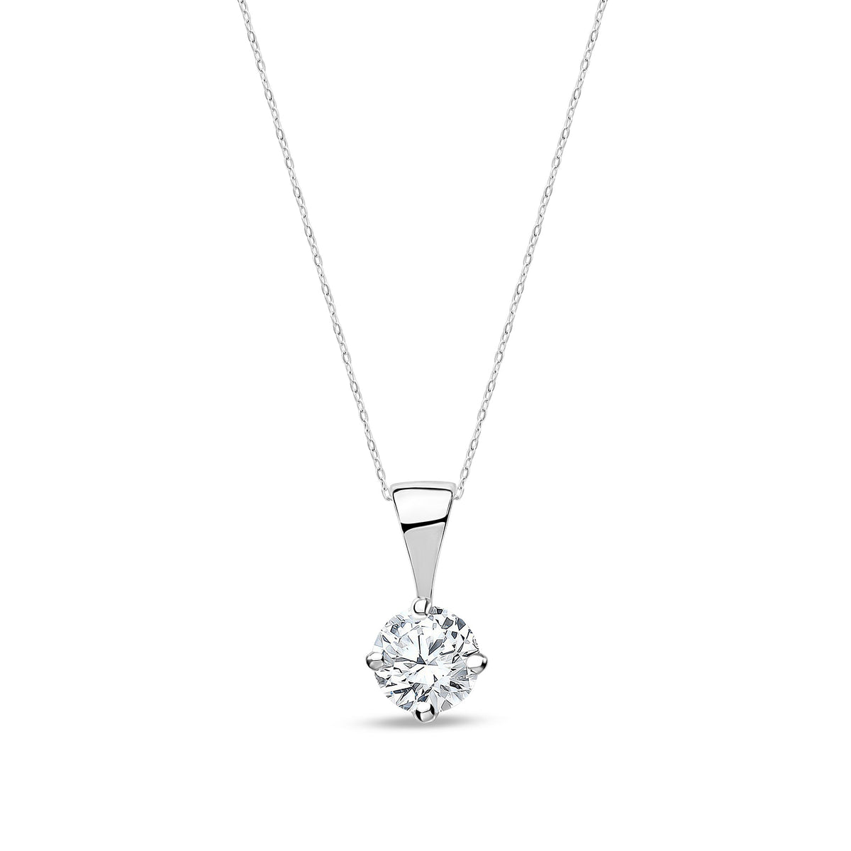 18ct White Gold Natural Diamond Claw Set Round Solitaire Pendant — 0.15ct