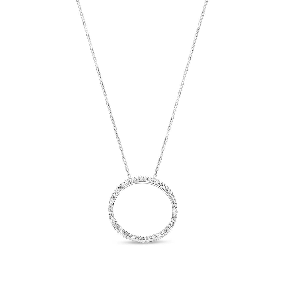 18ct White Gold Natural Diamond Open Circle Pendant