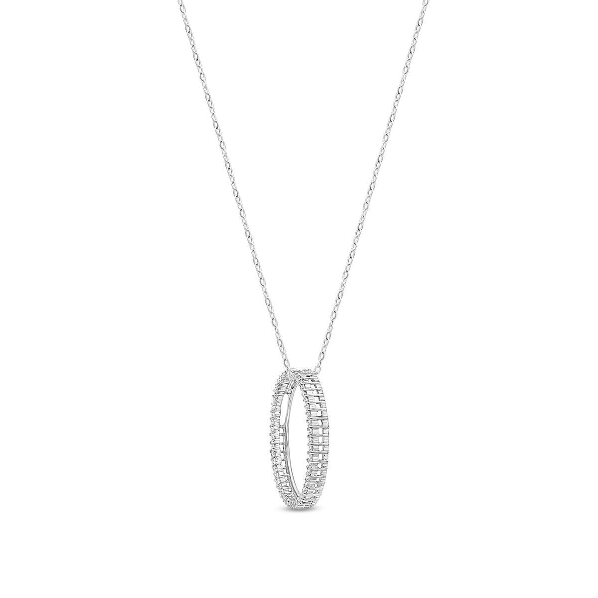 18ct White Gold Natural Diamond Open Circle Pendant