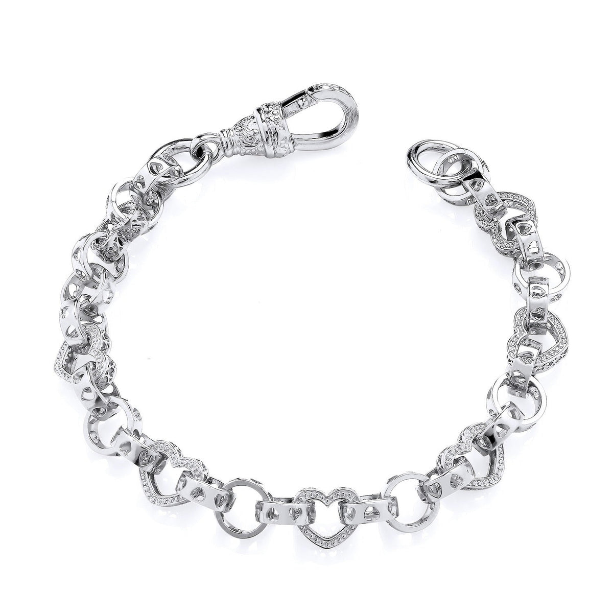 Sterling Silver Heart Link Bracelet