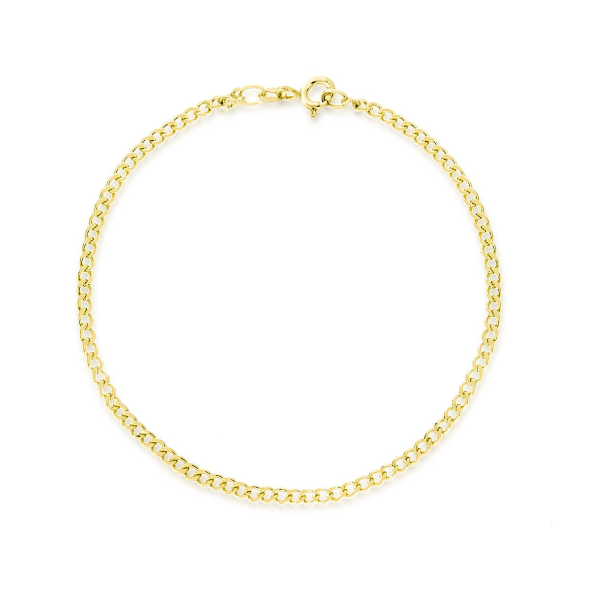 9ct Yellow Gold Hollow Curb Chain Anklet — 2mm