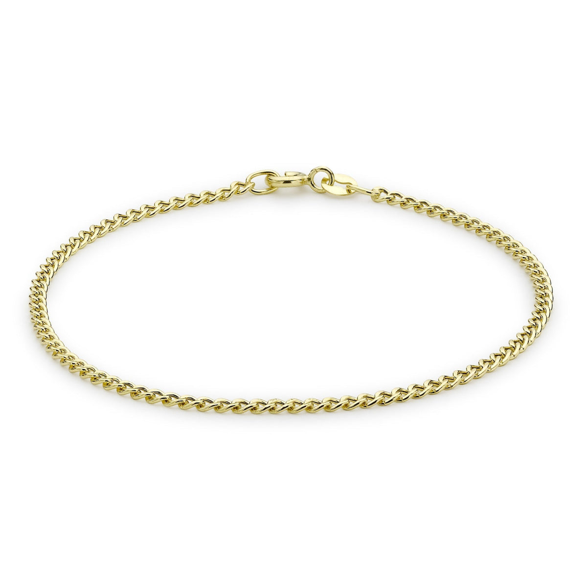9ct Yellow Gold Hollow Curb Chain Anklet — 2mm