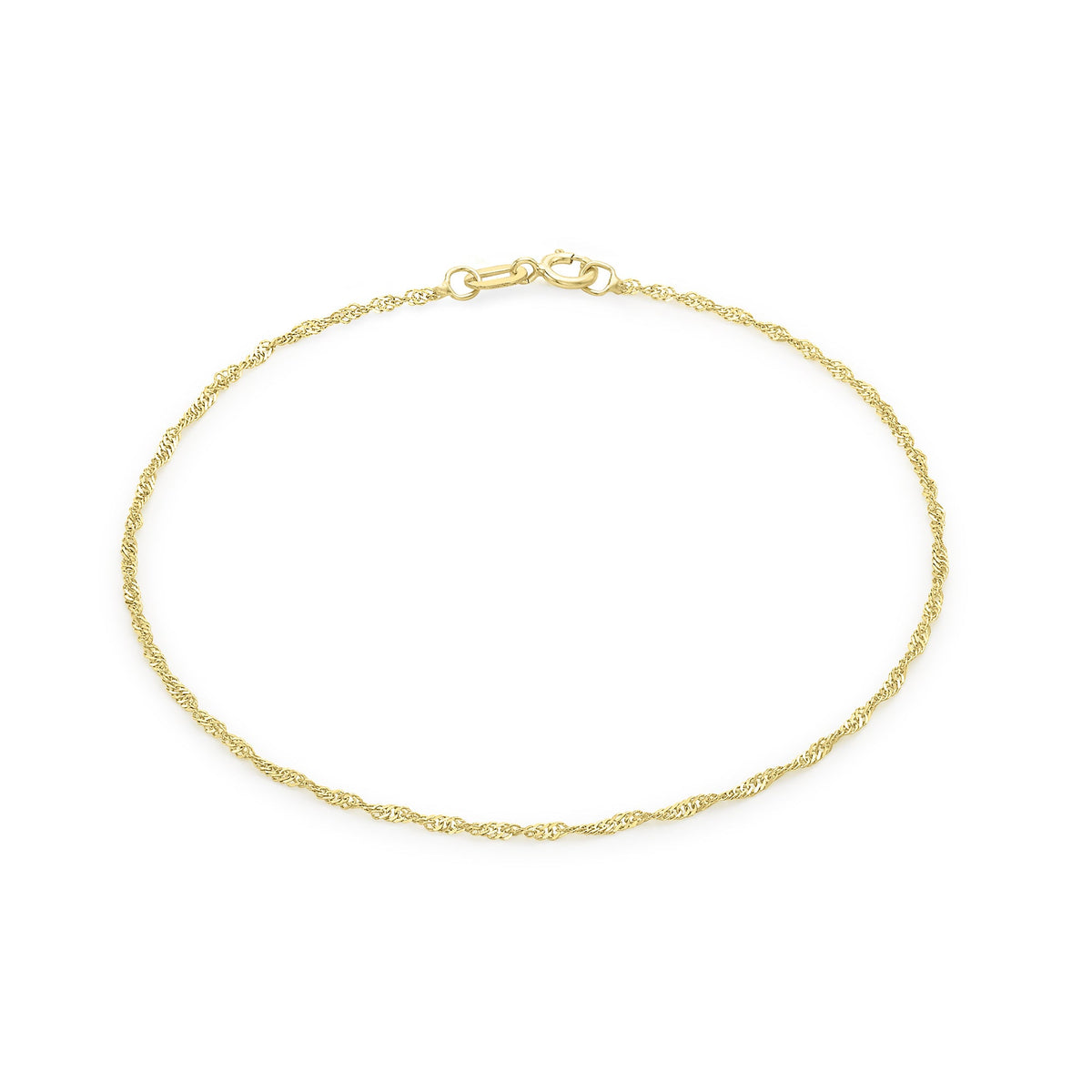 9ct Yellow Gold Twisted Curb Chain Anklet — 0.8mm
