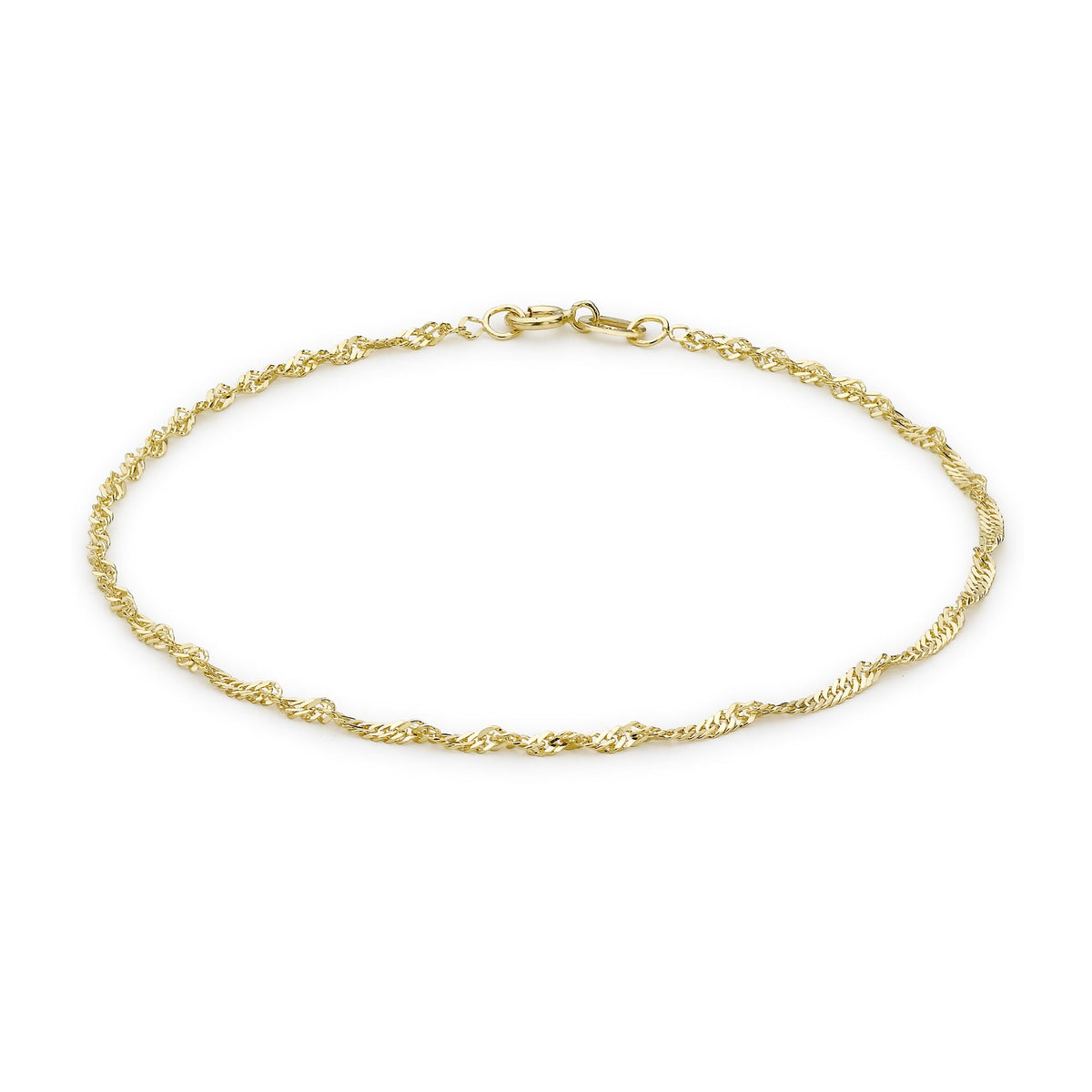 9ct Yellow Gold Twisted Curb Chain Anklet — 1mm