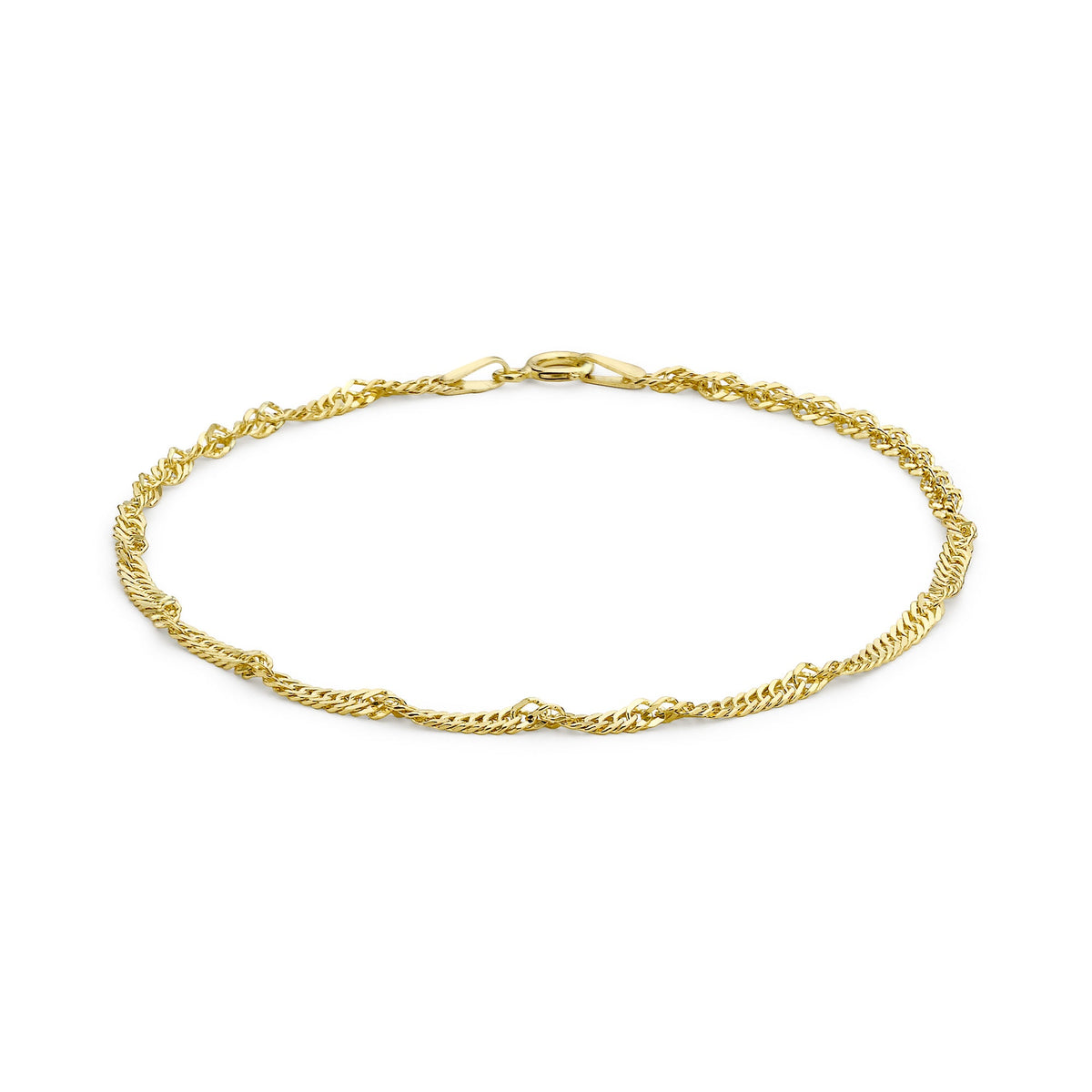 9ct Yellow Gold Twisted Curb Chain Anklet — 2mm