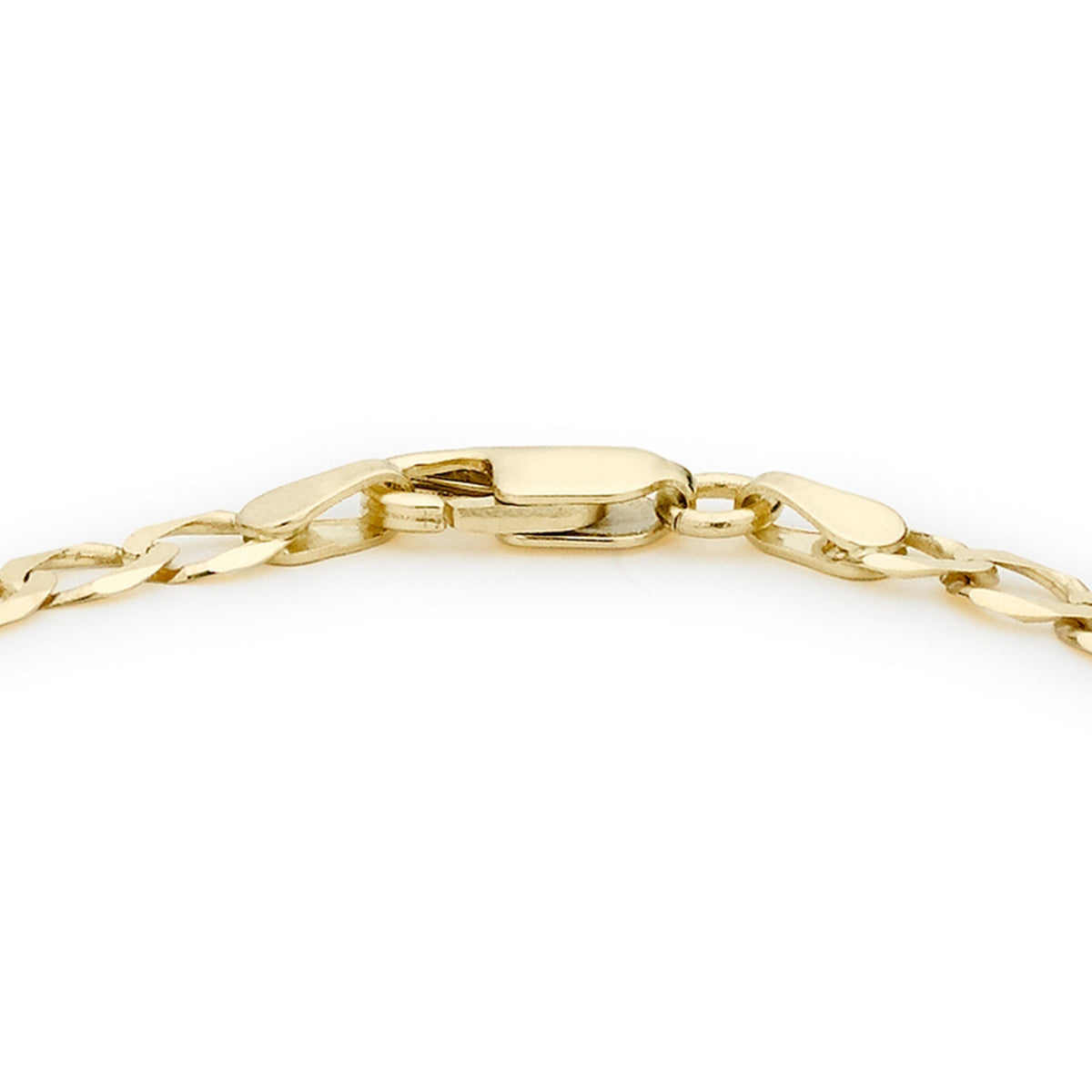 9ct Yellow Gold Diamond Cut Flat Curb Chain Anklet — 4mm
