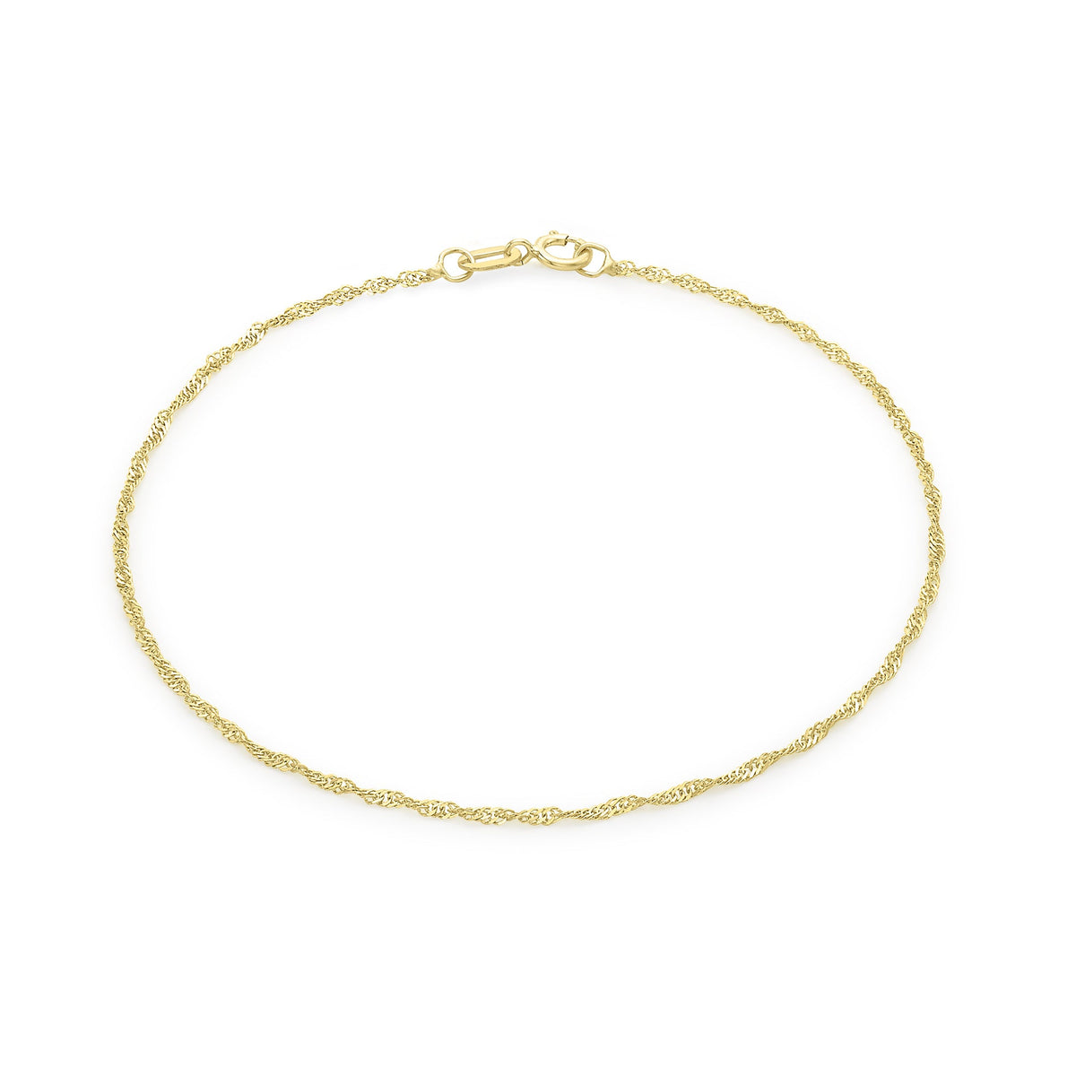 9ct Yellow Gold Twisted Curb Chain Anklet — 0.8mm