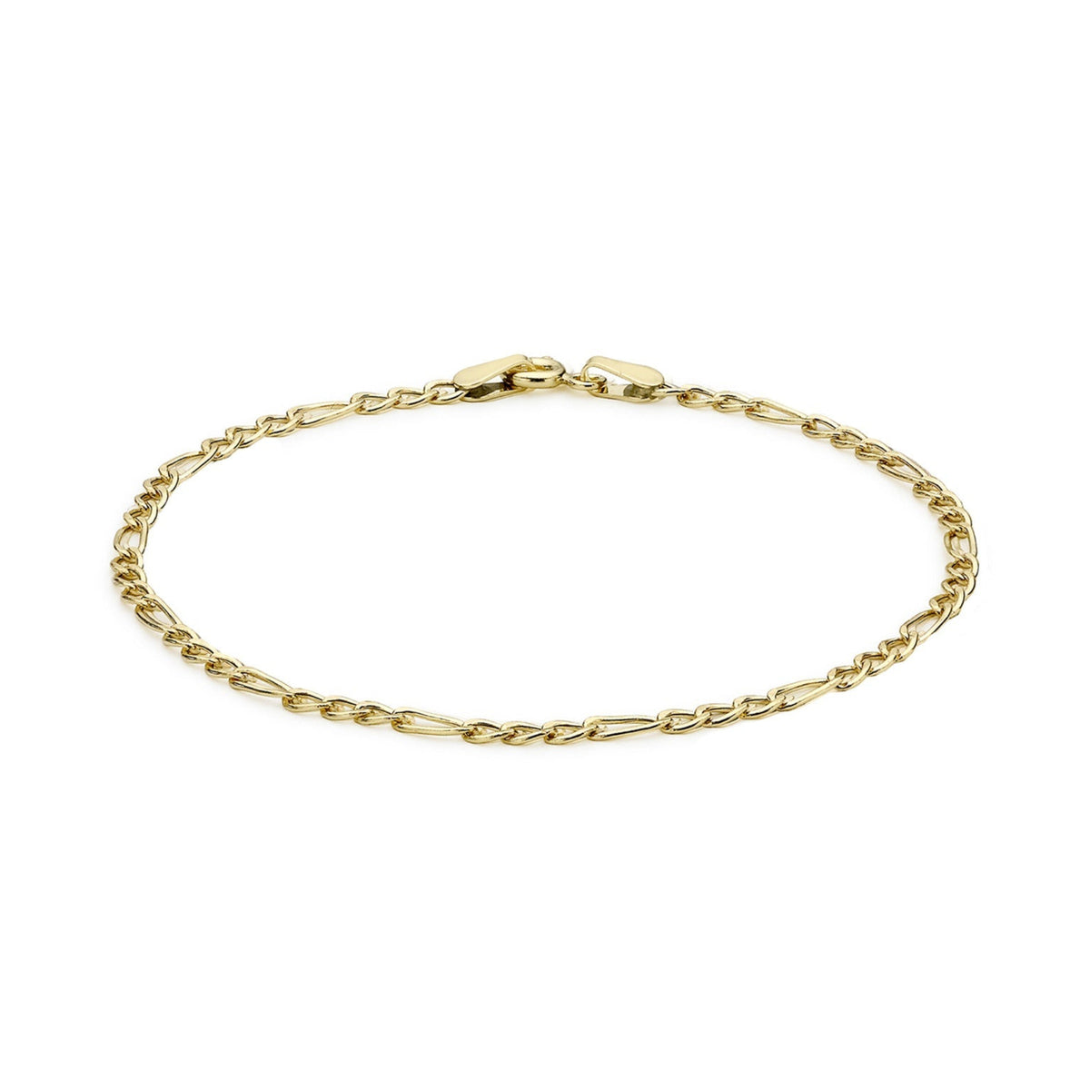 9ct Yellow Gold Hollow Figaro Chain Anklet — 2mm