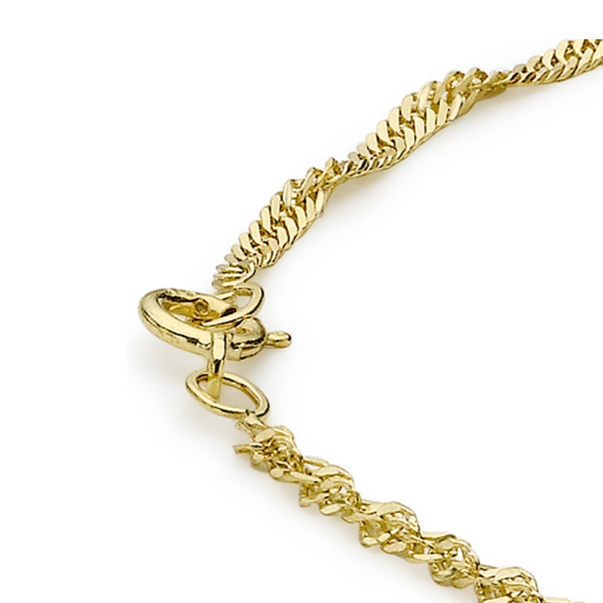 9ct Yellow Gold Twisted Curb Chain Anklet with Star Charm — 2mm