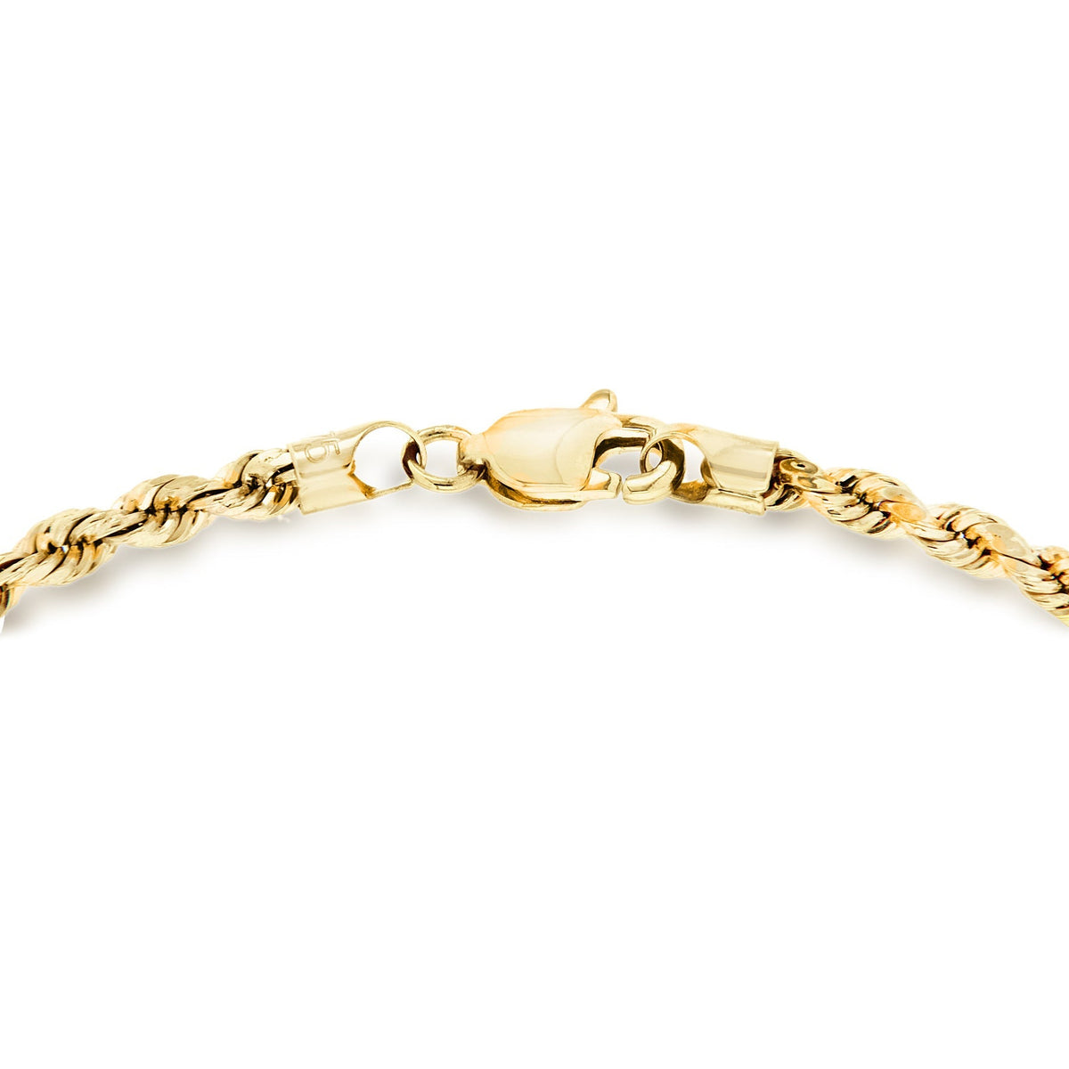 9ct Yellow Gold Hollow Diamond Cut Rope Chain Anklet — 2mm