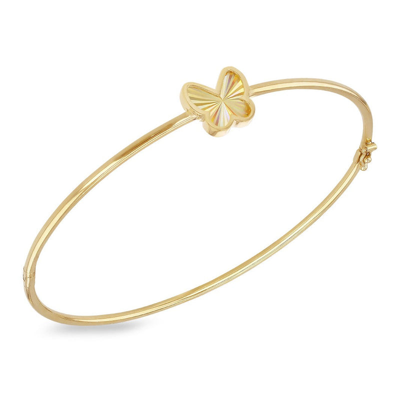 9ct Yellow Gold Butterfly Hinged Bangle - The Fine Jewellery Company