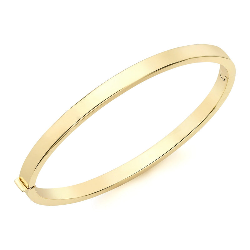 9ct Yellow Gold Square Profile Hinged Bangle - The Fine Jewellery Company