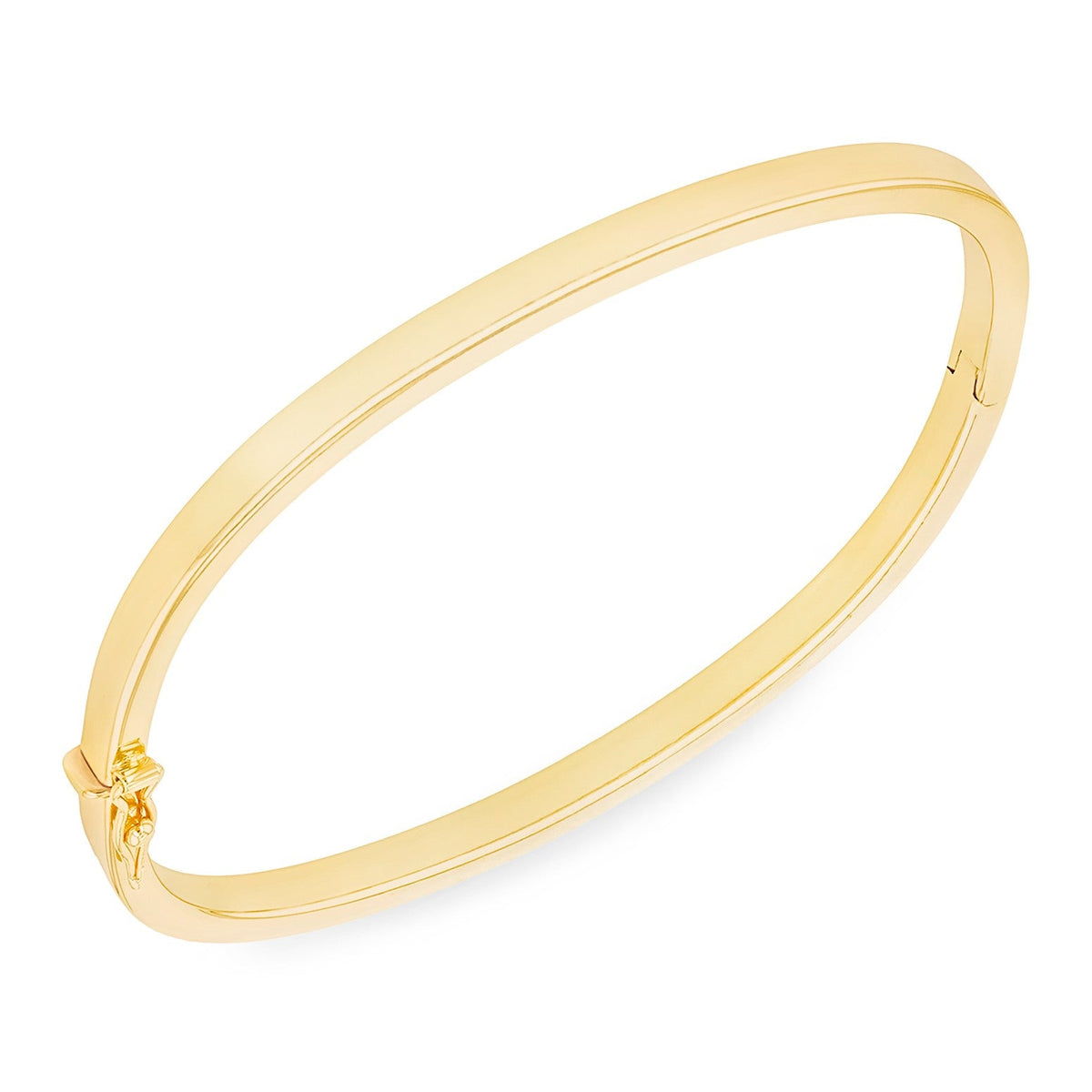 9ct Yellow Gold Square Profile Cushion Shaped Hinged Bangle - The Fine Jewellery Company