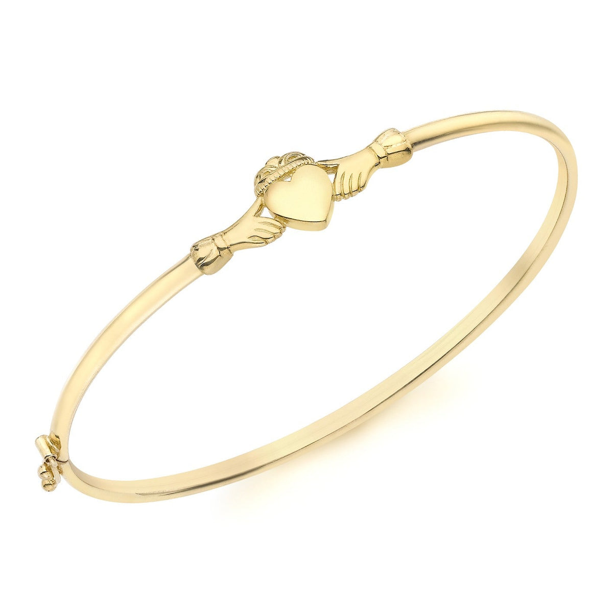 9ct Yellow Gold Claddagh Hinged Bangle - The Fine Jewellery Company