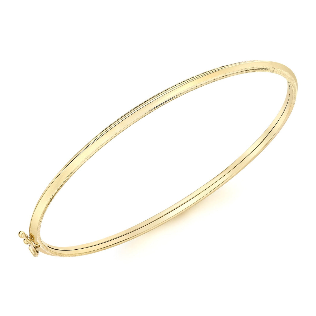 9ct Yellow Gold Patterned Edge Hinged Bangle - The Fine Jewellery Company