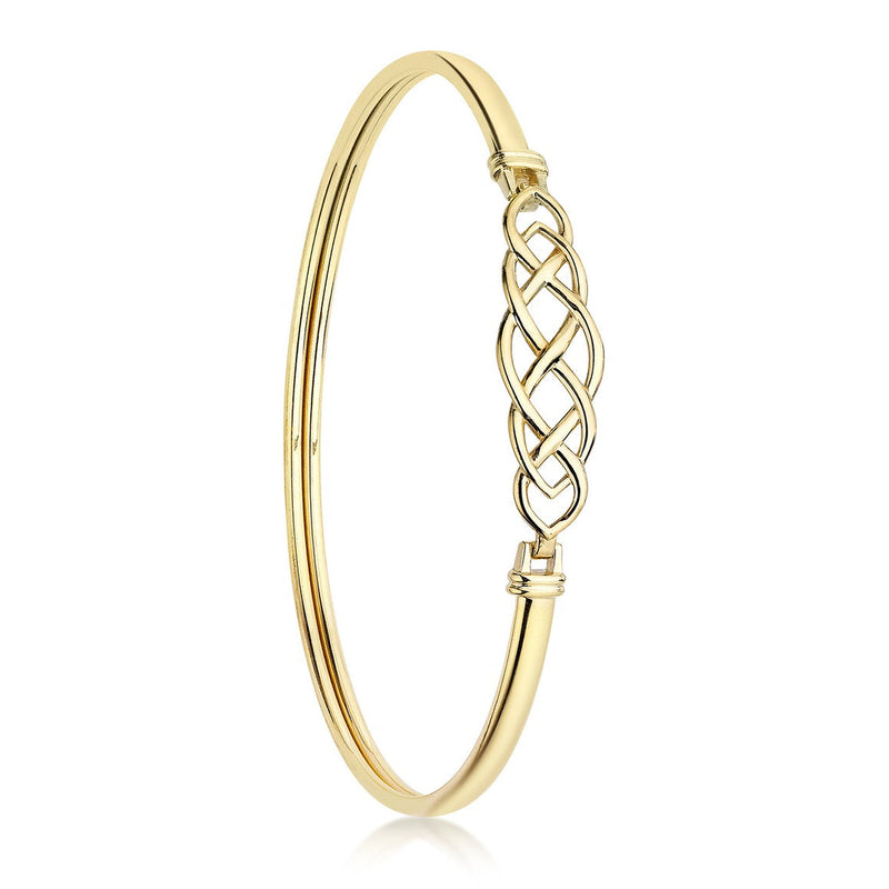 9ct Yellow Gold Celtic Knot Hinged Bangle