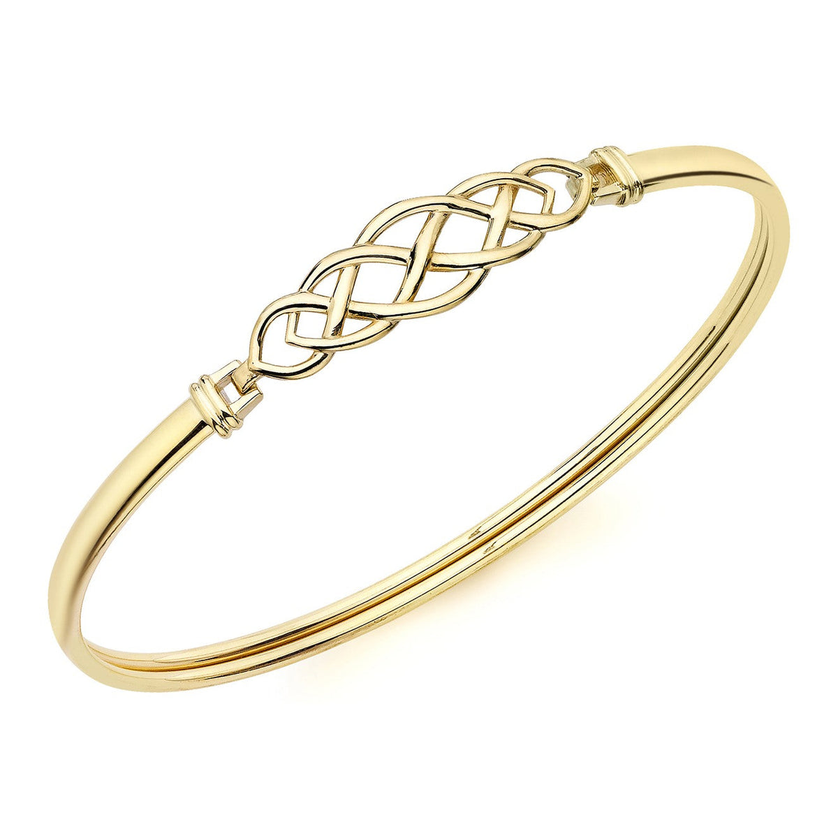 9ct Yellow Gold Celtic Knot Hinged Bangle - The Fine Jewellery Company